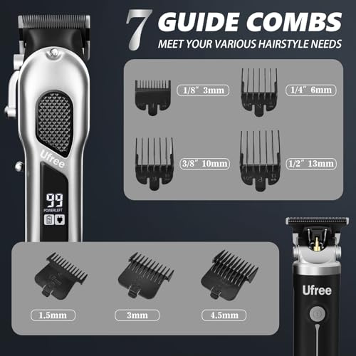 Image of Ufree Professional Hair Cutting Kit, Cordless Barber Grooming Set with Precision Detailer, Rechargeable Electric Shaver, Home & Travel Use, Gift for Him