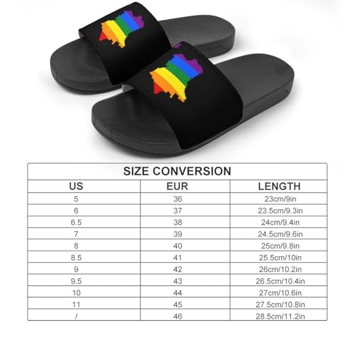 LGBT Flag Map of France Non Slip Slides Sandals for Women Men Quick Drying Shower Shoes for Bathroom Pool Beach2