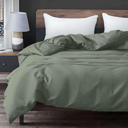 Image of ZonLi 48 inchx72 inch New Green Duvet Cover, Oeko-texCertified 100% Cotton, Twin Size RemovableDuvet Cover for Weighted Blanket