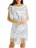Femmes adultes glands de paillettes brillantes robes de costumes latins, bon tissu extensible, fermeture à glissière latérale dissimulée