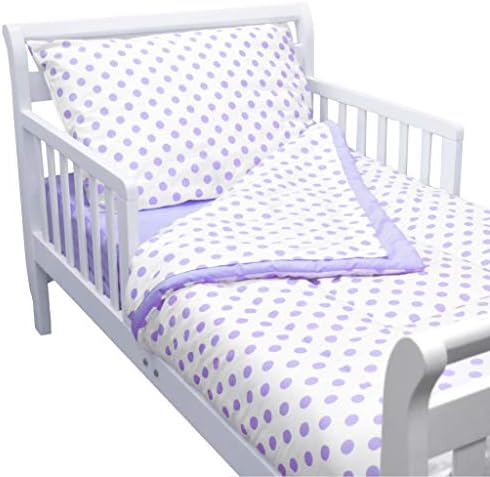 American Baby Company 100% Cotton Percale 4Piece Toddler Bedding Set, Lavender Dot, for Boys & Girls