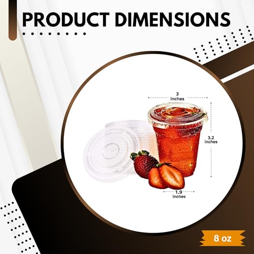 Green Direct Clear Plastic Cups with Lids - 8 oz Disposable Cups for Iced Coffee, Bubble Tea, Smoothies, Cold Drinks - Sturdy Cups with Tight Lids for On-the-Go Use, Parties, Pack of 50