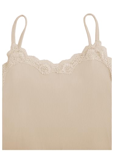 Image of SOLY HUX Girl's Lace Trim Camisoles Ribbed Spaghetti Strap Crop Tank Tops