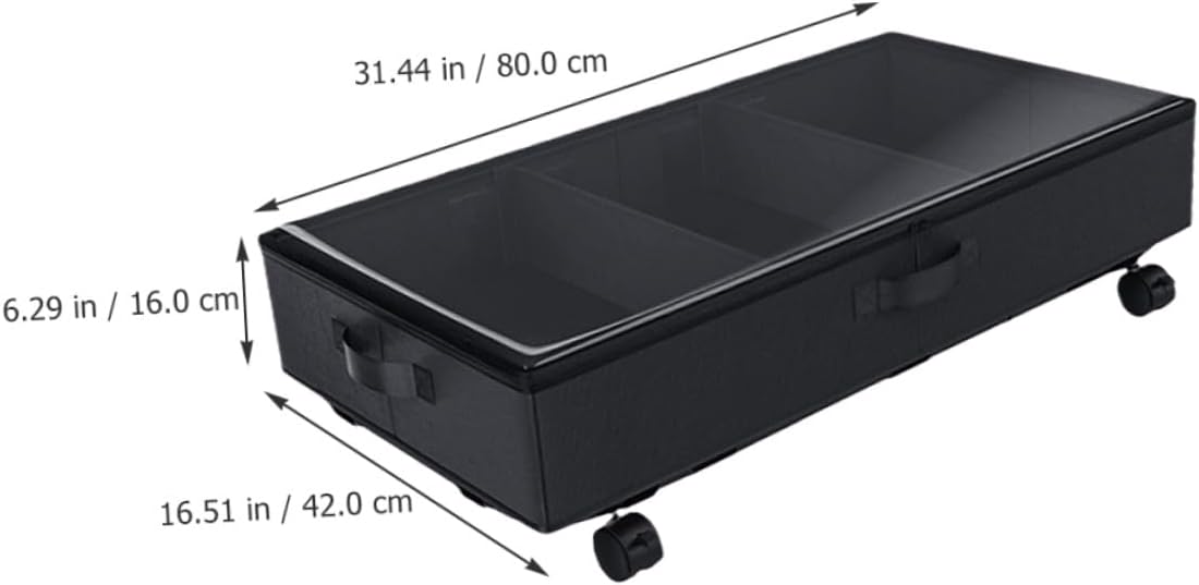Bed Storage Organizer Cart with Wheels Large Capacity 3-compartment Oxford Cloth Storage Bin for Clothes Bedding Dustproof for Bedroom