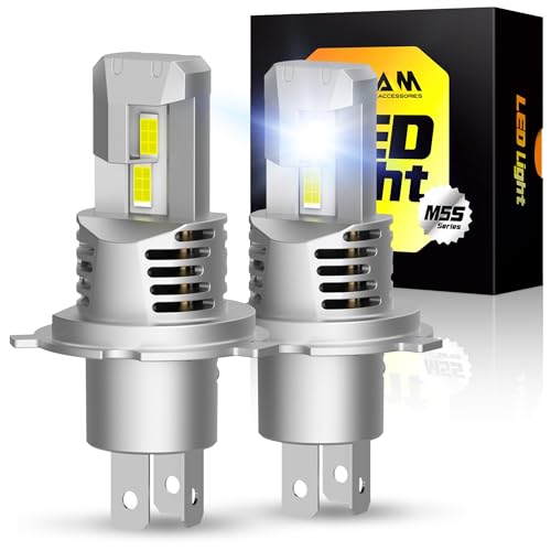 Image of OXILAM Upgraded H4 /9003 /HB2 Bulb, 60000LM 1200% Super Bright Plug-N-Play, 6500K Cool White with Fan Canbus Error Free for Halogen Replacement LED Fog Light Bulbs, Pack of 2