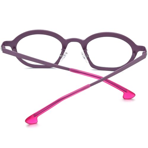 Image of FONEX Colorful Pure Titanium Glasses Frame Women Retro Round Eyeglasses