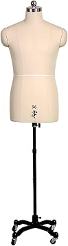 Half Scale Dress Form Mannequin Male, Tailor Dressmaker Mannequin Adjustable Height 145Cm-185Cm, Professional Dummy Sewing Torso Male