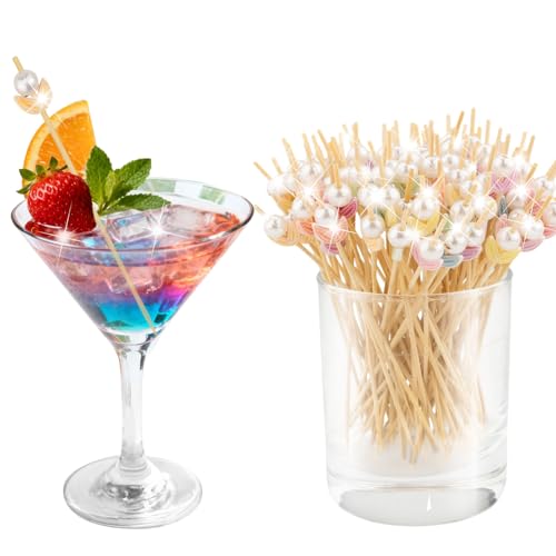 DecorWoo 100 Pcs Cocktail Picks, Pearl Flower...