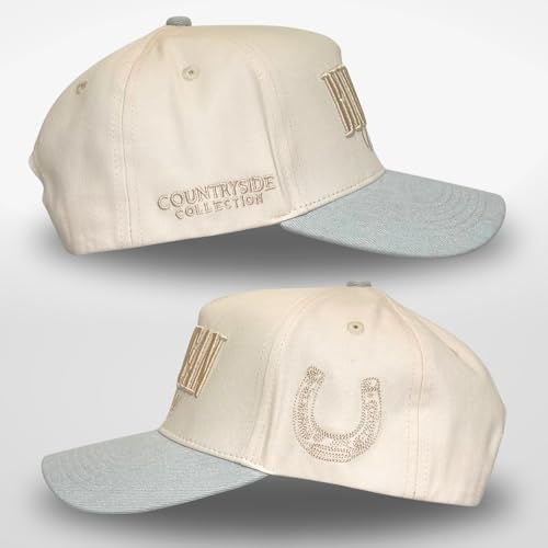 Image of Vintage Western Trucker Hat | Men & Women | Country Cute Caps for Cowgirls Cowboys | Camo Denim Embroidered Cotton | Snapback