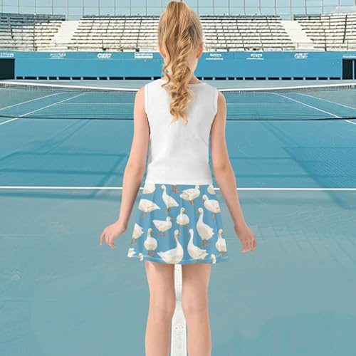 visesunny Girl's Golf Skirt Athletic Cute White Goose Pattern Tennis Skort Sport Activewear with Double Layer Pockets3
