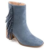 Journee Collection Womens Noriah Tru Comfort Foam Inside Zip Stacked Heel Booties Blue 9 Medium...
