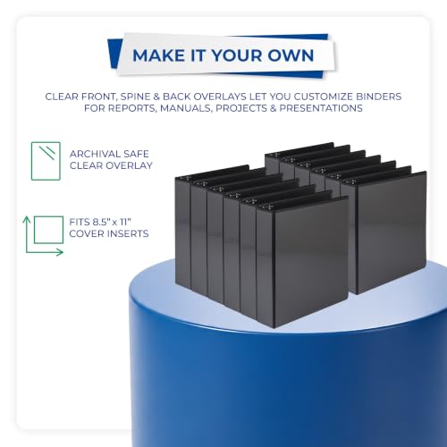 Image of Samsill Durable 2 inch 3 Ring Binder, D Ring Binder, 100% Recycled Chipboard, Black, 12 Pack