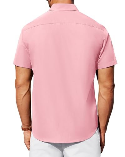 Image of Alimens & Gentle Men's Short Sleeve Dress Shirts Wrinkle Free Untucked Casual Button Down Shirt
