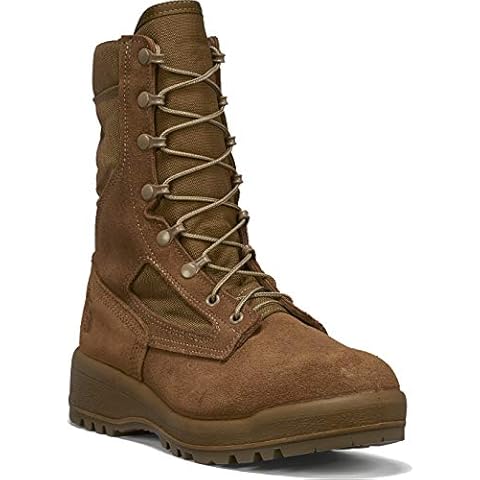 B Belleville Arm Your Feet 590 8" US Marine Corps Hot Weather Combat Boot for Men (EGA) - USMC Coyote Brown Leather w/Vanguard Sole & Vibram Sierra Traction Outsole; Berry Compliant, Coyote - 11.5 R Cover