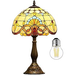 Lamparas Antiguas Para Escritorio Lámpara de mesa de 12 pulgadas Serie barroca Pantallas de vidrio teñido Lámpara de noche estilo Tiffany Lectura Lámpara de escritorio antigua Sala de