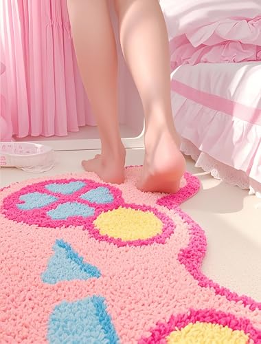 Alfombra gamer rosa kawaii para dormitorio miniatura 7
