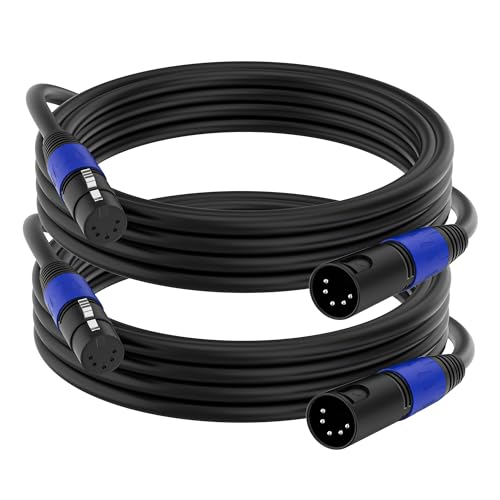 Seefeful 5 PIN XLR Cable Adapter,(6.6 FT/2PACK) DMX-512 XLR 5 Pin Male to XLR 5 Pin Female DMX Lighting Cable.