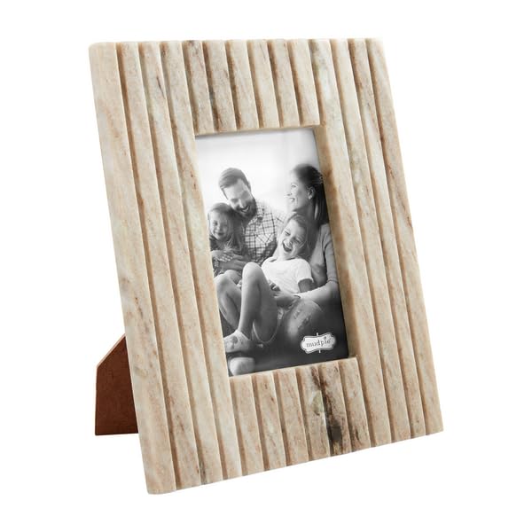 Cadre en marbre beige Mud Pie 12,7x17,8 cm au design rayé élégant