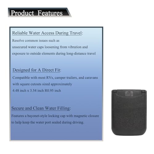 Image of Riloer RV Square Gravity Water Inlet, ABS RV Fresh Water Locking Cap Gravity Water Inlet with Bayonet Style Cap and Magnetic Attraction (Black /White)