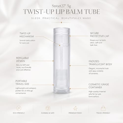 Image of Street27 10pcs 5g Twist- up Lip Balm Tubes, Clear Empty Plastic Lip Gloss Balm refillable Bottles rotatable Deodorant Cosmetic Containers with Caps for Homemade Lipstick Tubes for DIY (10)