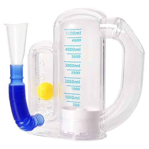 Cpolebev Dispositivo de Ejercicios de Respiración para Pulmones, Entrenador de Respiración Profunda con Indicador de Caudal, Espirómetro Incentivador de 5000 Ml