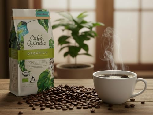 Image of Cafe Quindio Medium Roast 100% Colombian Excelso Whole Bean Arabica Coffee - USDA Certified Organic - 12 Ounce (Pack of 1)