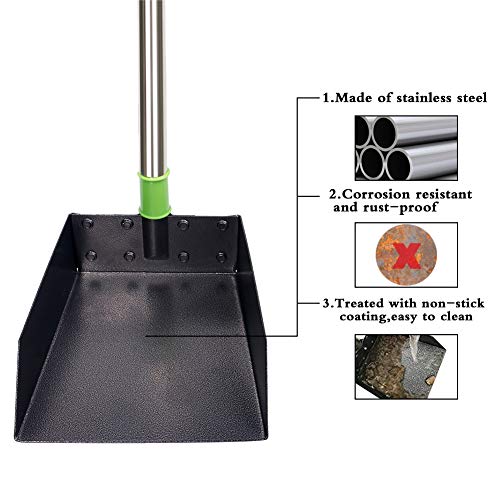 Juoifip Pet Pooper Scooper Set 37.4" Long Stainless Steel Handle, Metal Durable Pet Poop Tray And Rake Perfect For Small, Medium, Large, Xl Dog & Other Pets With Free Bag And Waste Bag Holder #TOP3