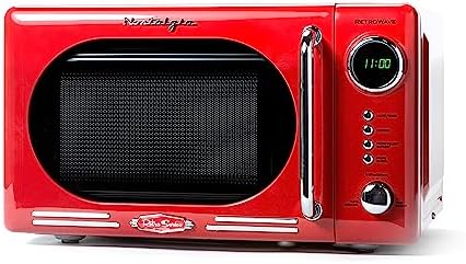 Nostalgia Retro 0.7 Cubic Foot 700-Watt Countertop Microwave Oven, Red