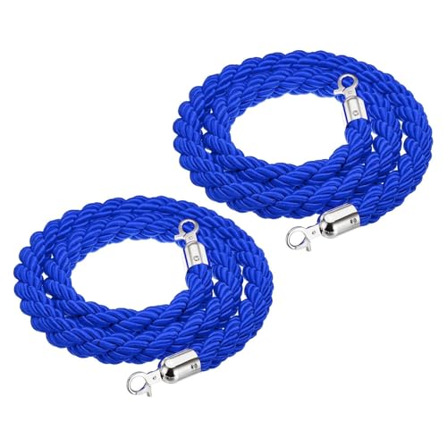 Corde de s&eacute;paration tress&eacute;e bleu roi et mousquetons argent&eacute;s