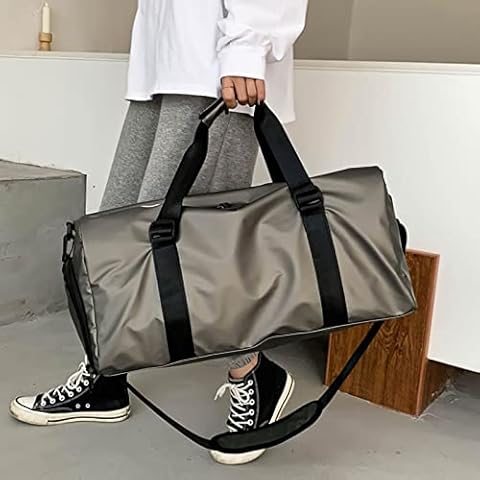 Men's and women's travel bags One-shoulder luggage bags Large-capacity hand luggage Gym bags with shoes (Color : Champagne) Cover