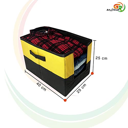 Image of GR Art&Craft inchOrganize Your Space inch Non Woven Shirt Stacker /Shirt Organizer Wardrobe Organizer (PACK OF 6, YELLOW-BLACK DESIGN 2)