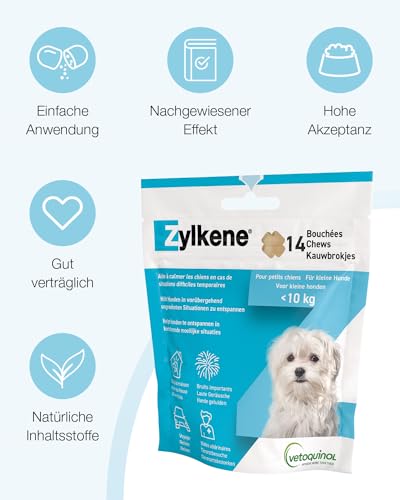 Zylkene® Chews (14 x) Zur Stressreduzierung | Für kleine Hunde | Ergänzungsfuttermittel für mehr Wohlbefinden in ungewohnten Situationen | Für kleine Hunde  10 kg