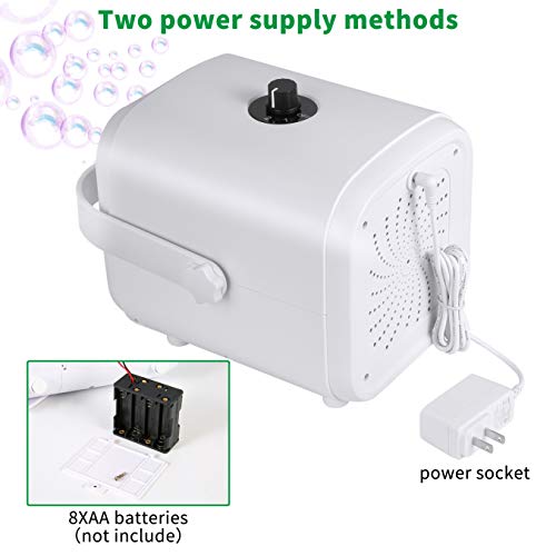efluky Bubble Machine,Automatic Bubble Blower,2 Speed Portable Professional Bubble Maker for Outdoor/Indoor Party Birthday,Plug in or Battery Driven Bubble Toys,White