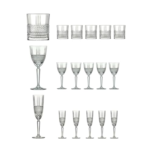 Wintem - Bicchieri acqua vetro, calici vino, flute vetro per brindisi e aperitivo - Set Brillante 18 Pezzi elegante per tavola raffinata, lavabile in lavastoviglie