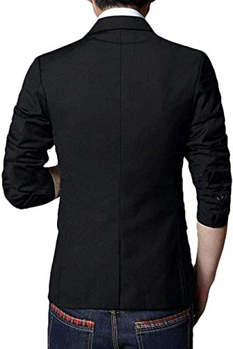 Blazer masculino plus size sólido manga longa casual casaco esportivo, Preto, Medium