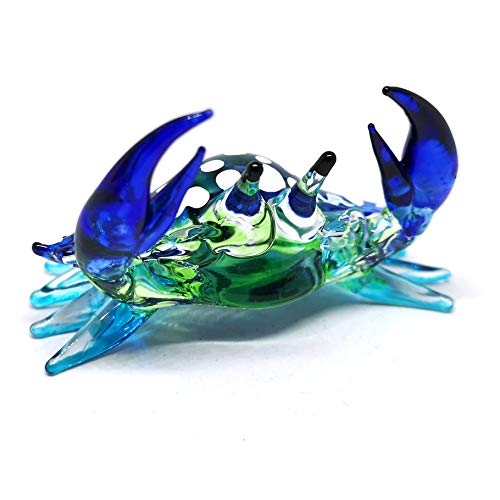 ZOOCRAFT Glass Animals Crab Figurine Blue Hand Blown Painted Art Miniature Coastal Decor Style Spirit Animals - Image 6