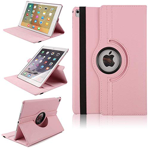 iPad 10.5 Case Folio, TechCode 360 Degree Rotating PU Leather Slim Fit Tablet Protector Smart Stand Feature Flip Folio Protective Case Sleeve for iPad Air 3 Pro 10.5 Inch(Pink)