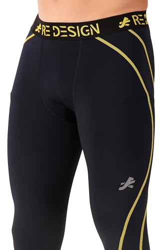 Image of ReDesign Apparels Men's Polyester Compression Pant /Tights /Megging for Gym, Running, Cycling, Yoga & All Sports