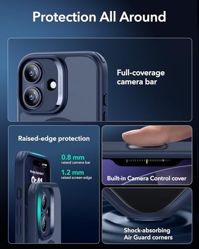 Image of ESR for iPhone 17 Case, Camera Control Cover, Compatible with MagSafe, Shockproof Military-Grade Protection, Magnetic Phone Case for iPhone 17, Classic Hybrid Case, Frosted Blue