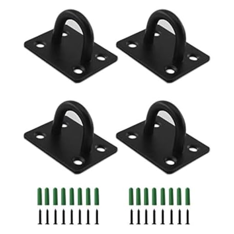 Ulifestar Stainless Steel Ceiling Hooks, Pad Eye Plate U Hooks Heavy Duty Wall Mount Ring Hooks Marine Hanging Hardware Staple Hook Loop with Screws Cover