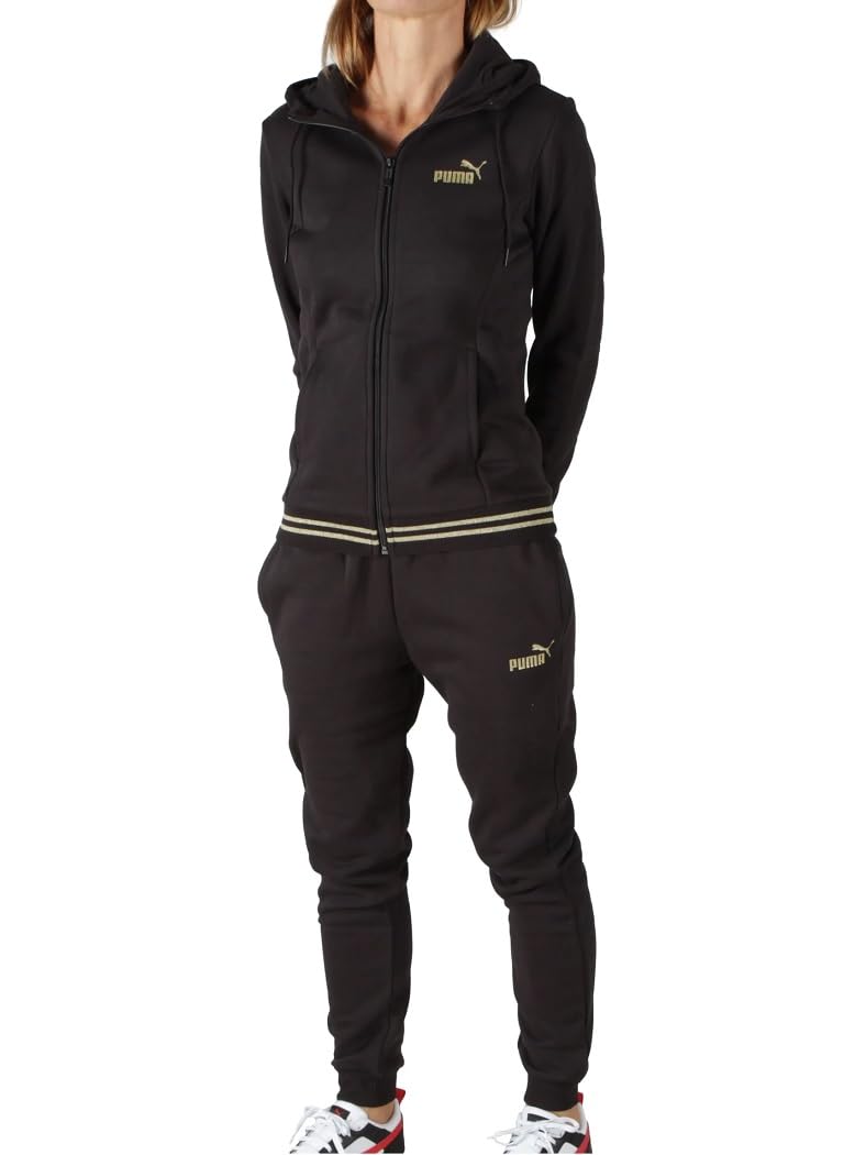 PUMA Chándal para mujer con capucha Essential Glitter negro