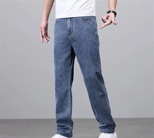 Mens Jeans Thin Baggy Soft Casual Straight Stretch Vintage Denim Trousers Streetwear Daily Fashion3