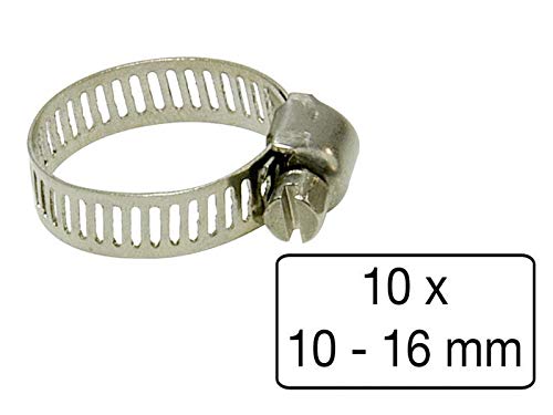 Preisvergleich Produktbild MS-Warenvertrieb 10 STK Schneckengewindeschellen 10mm - 16mm Edelstahl VA rostfrei Klemme Schelle