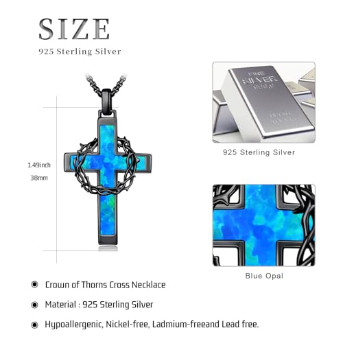 Cross Necklace 925 Sterling Silver Crucifix Pendant Necklace Christian Jewelry Catholic Gifts for Men Women4