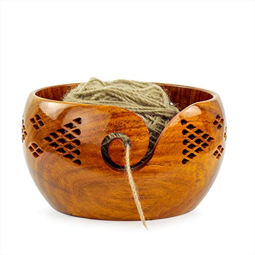 Nagina International Bols de Rangement en Fil de Bois de Rose de première qualité avec grilles sculptées à la Main décoratives - Accessoires pour Tricot et Crochet (Grand) Cover