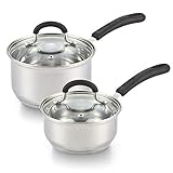 Cook N Home Steel Stainless Saucepan, 1-QT and 2-QT