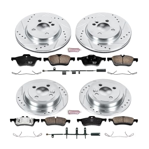 Image of PowerStop Front and Rear Brake Kit for Mini Cooper 2007-08 - Drilled and Slotted Disc Rotors with Carbon-Fiber Ceramic Brake Pads Replacement, K6296