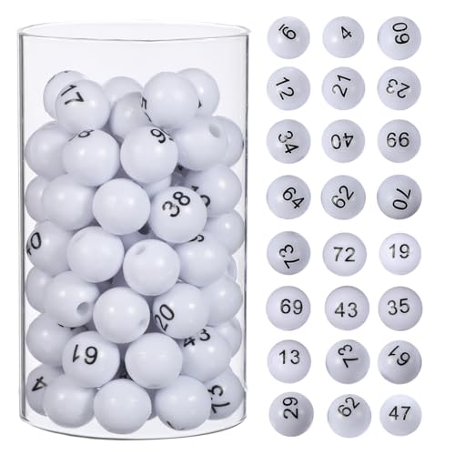 SOIMISS 80 mini bolas de bingo numeradas del 1 al 75 | Bolas de rifa de repuesto resistentes a la decoloración para juegos de bingo | Bolas de plástico pequeñas de 1,5 cm para tómbola, máquina de
