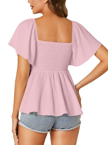 Image of LYANER Women's Square Neck Cute Peplum Top