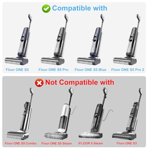 Floor ONE S5 Replacement HEPA Filter and Brush Roller for Tineco Floor ONE S5/Floor One S5 Pro Cordless Wet Dry Vacuum Cleaner, Replacement Parts Include 4 HEPA Filters,2 Brush Rollers